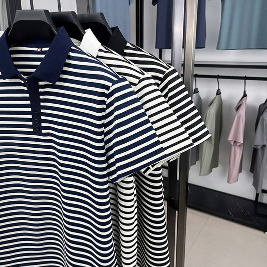 Loose Harajuku Style Striped Half Sleeve Top