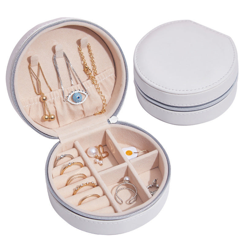 Travel Portable Accessories Storage Box - Leather Jewelry Organizer