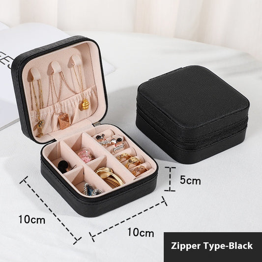 Travel Portable Accessories Storage Box - Leather Jewelry Organizer