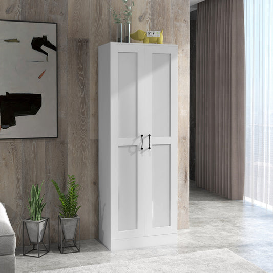 White Storage Cabinet with Adjustable Shelves - Perfect for Kitchen Storage