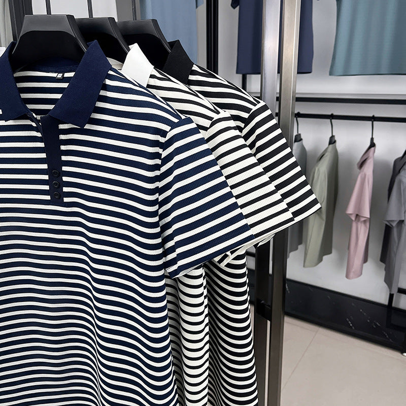 Loose Harajuku Style Striped Half Sleeve Top