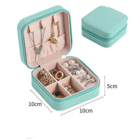 Travel Portable Accessories Storage Box - Leather Jewelry Organizer