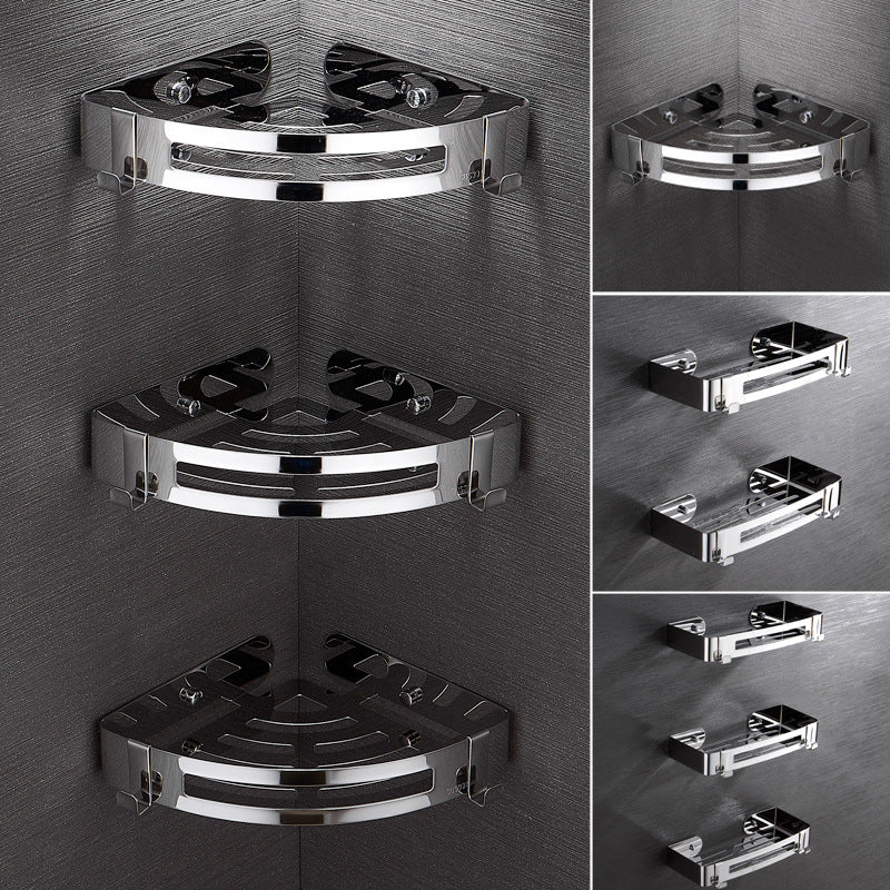 Bathroom Accessories Corner Shelf - Stainless Steel Triangle/Square Basket