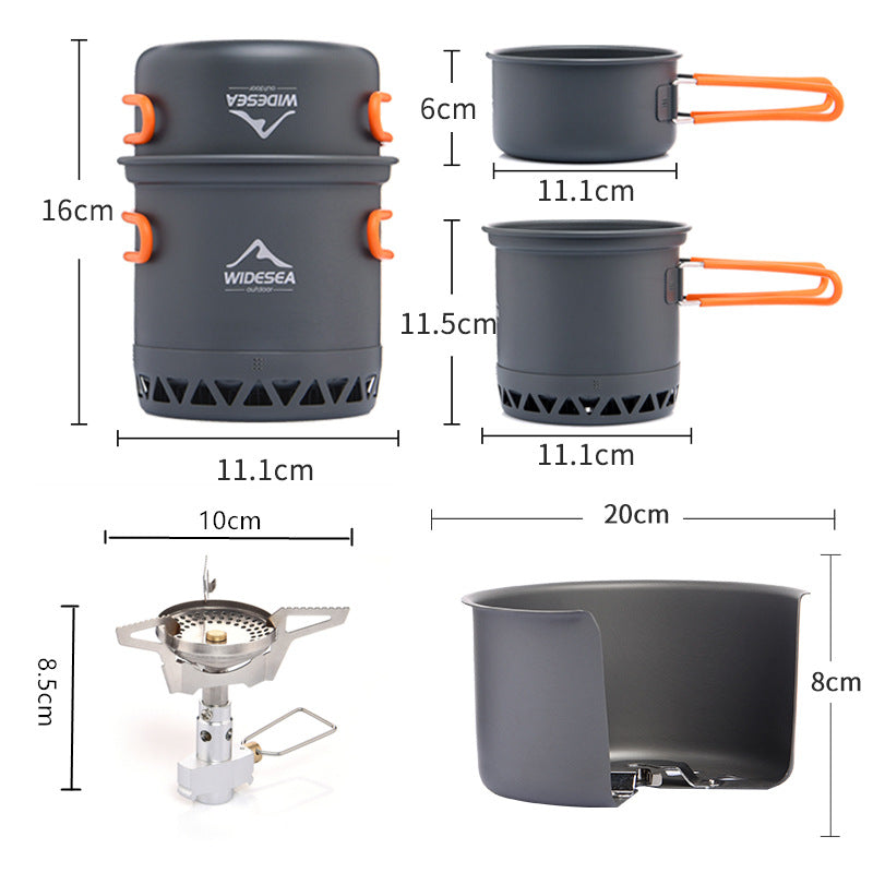 Widesea Outdoor Cookware Set - Heat-Collecting Energy-Boosting Camping Gear