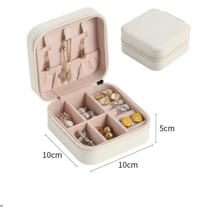 Travel Portable Accessories Storage Box - Leather Jewelry Organizer