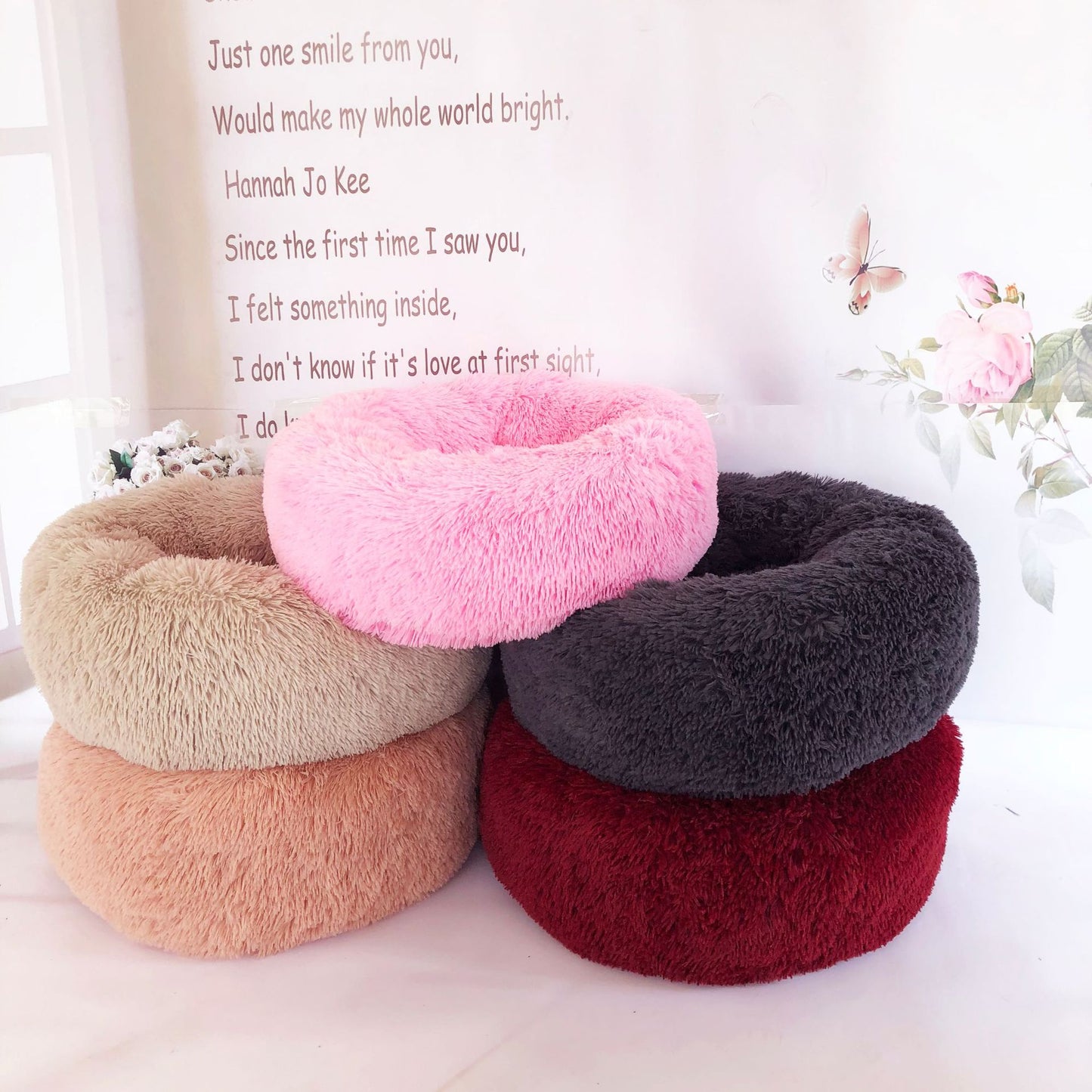 Dog Beds for Small Dogs - Round Plush Cat Litter Kennel Pet Nest Mat