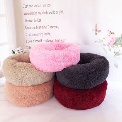 Dog Beds for Small Dogs - Round Plush Cat Litter Kennel Pet Nest Mat