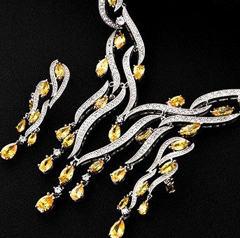 New Crystal Jewelry Zircon Jewelry Set with Tassel Pendant
