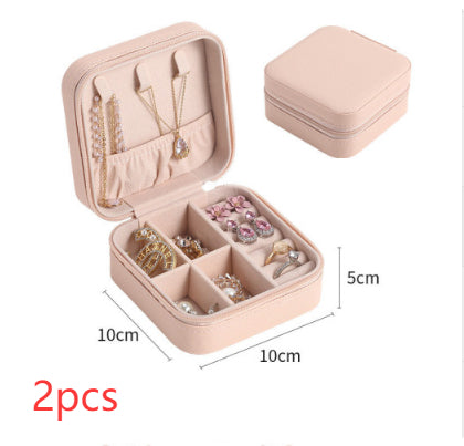 Travel Portable Accessories Storage Box - Leather Jewelry Organizer