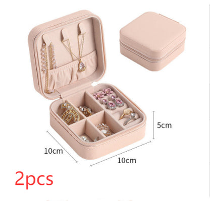 Travel Portable Accessories Storage Box - Leather Jewelry Organizer
