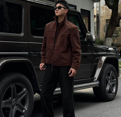 Retro Millennial Coffee-Colored Suede Jacket - Upgrade Edition