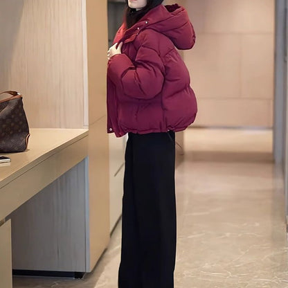 Stylish Winter Cropped Hooded Jacket - Celebrity-Inspired Casual Wear