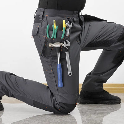 Abrasion-Resistant Multi-Pocket Loose-Fit Work Pants with Reflective Strips