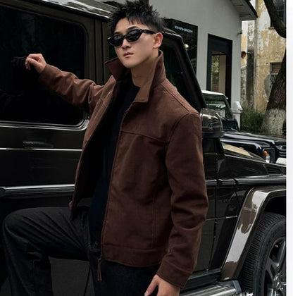 Retro Millennial Coffee-Colored Suede Jacket - Upgrade Edition