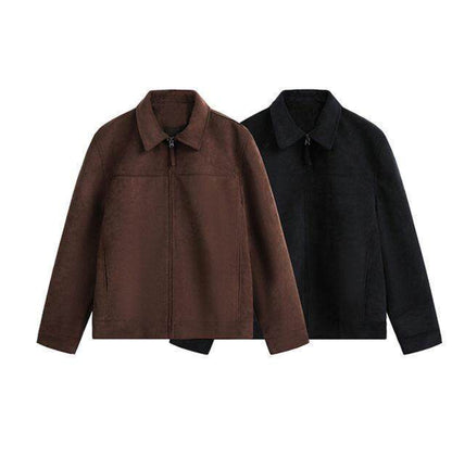 Retro Millennial Coffee-Colored Suede Jacket - Upgrade Edition