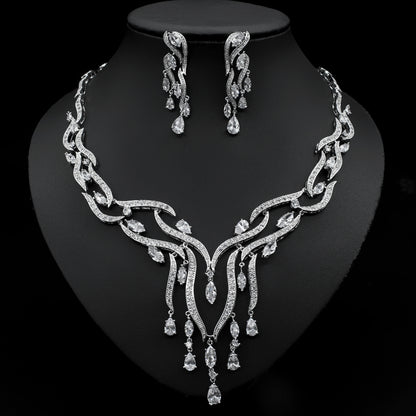 New Crystal Jewelry Zircon Jewelry Set with Tassel Pendant