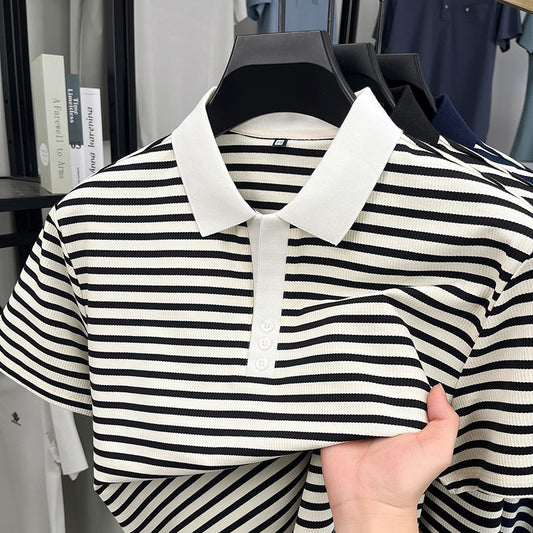 Loose Harajuku Style Striped Half Sleeve Top