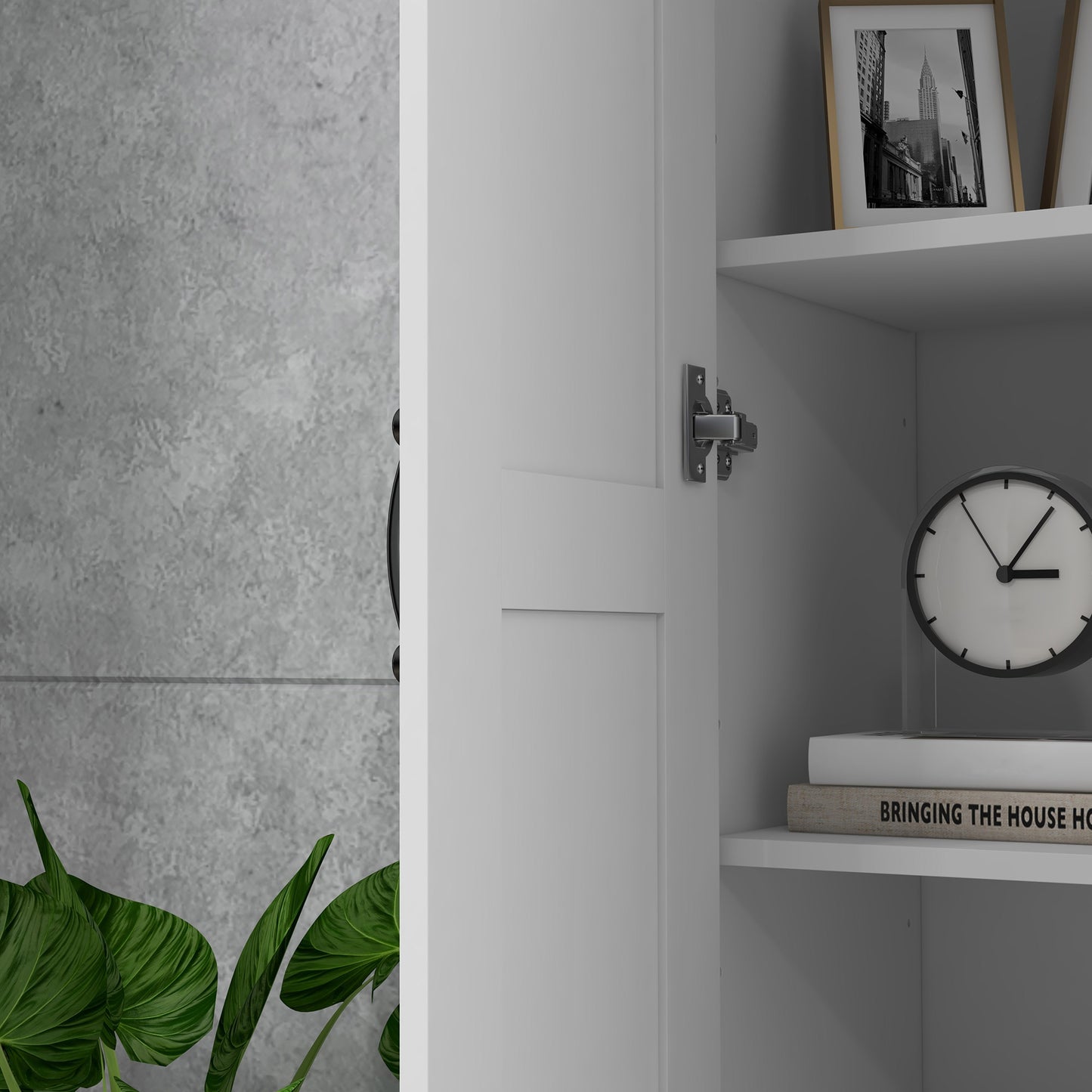 White Storage Cabinet with Adjustable Shelves - Perfect for Kitchen Storage