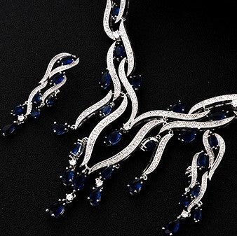 New Crystal Jewelry Zircon Jewelry Set with Tassel Pendant