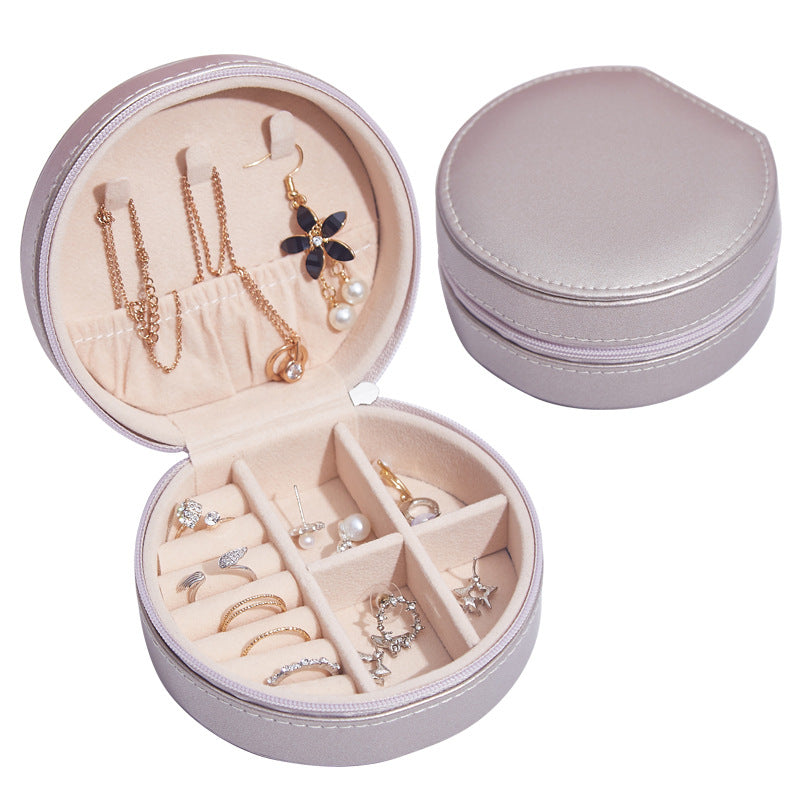 Travel Portable Accessories Storage Box - Leather Jewelry Organizer