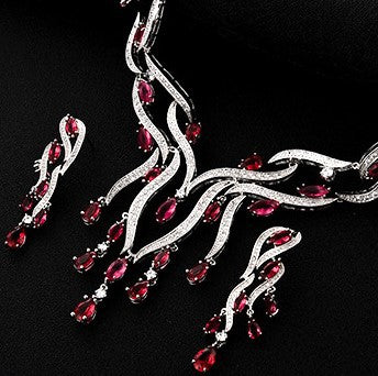 New Crystal Jewelry Zircon Jewelry Set with Tassel Pendant
