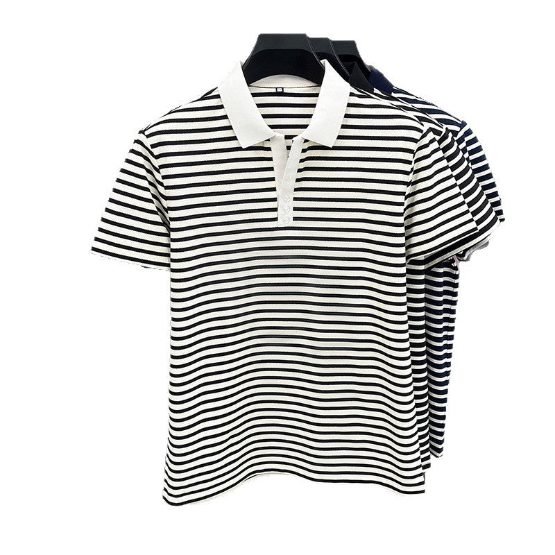 Loose Harajuku Style Striped Half Sleeve Top
