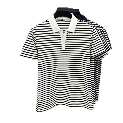 Loose Harajuku Style Striped Half Sleeve Top