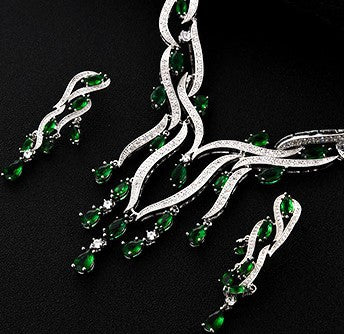 New Crystal Jewelry Zircon Jewelry Set with Tassel Pendant