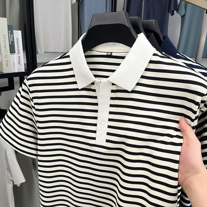 Loose Harajuku Style Striped Half Sleeve Top